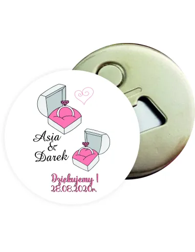 Otwieracz z Magnesem Prezent – Ślub Podziękowanie Gości