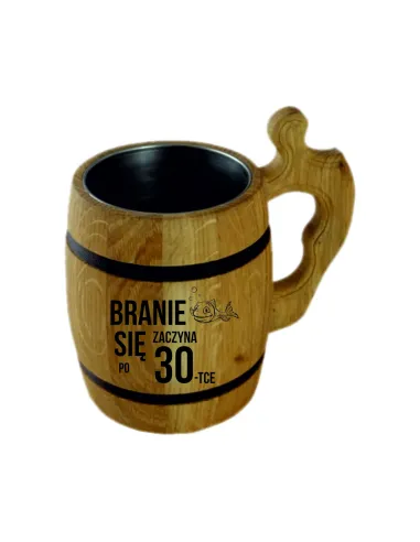Duży Dębowy Kufel Piwa Grawerem Twoim Napisem Urodziny
