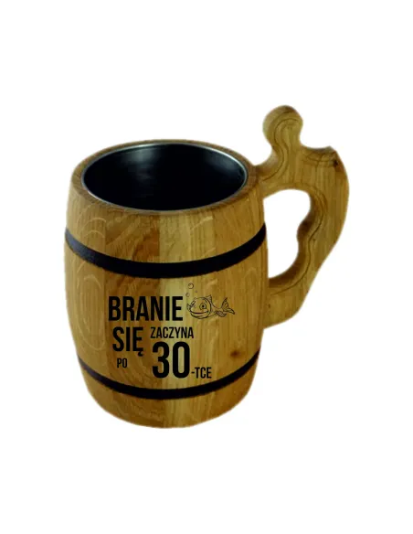 Duży Dębowy Kufel Piwa Grawerem Twoim Napisem Urodziny