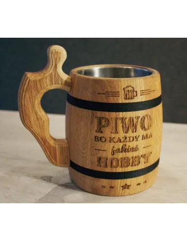 Duży Dębowy Kufel Piwa Grawerem Twoim Napisem dla Taty