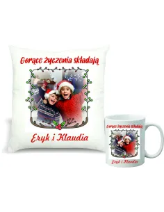 Zestaw Poduszka i Kubek Nadruk Prezent Święta Mikołajki