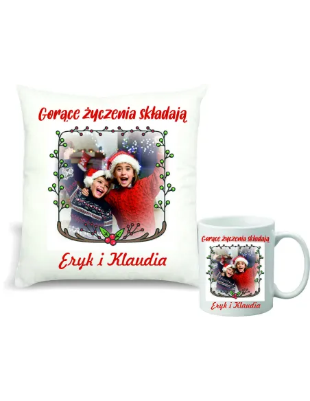 Zestaw Poduszka i Kubek Nadruk Prezent Święta Mikołajki