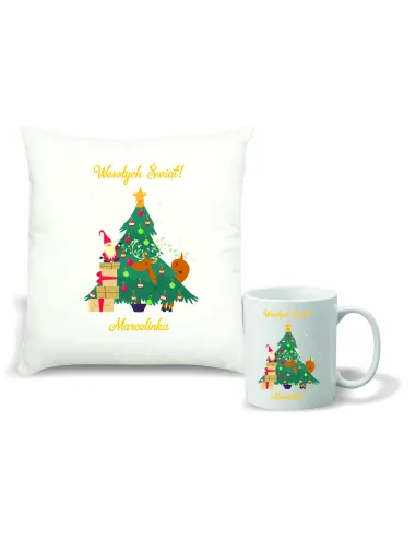 Zestaw Poduszka i Kubek z Nadrukiem Prezent Świąteczny