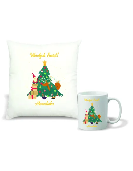 Zestaw Poduszka i Kubek z Nadrukiem Prezent Świąteczny