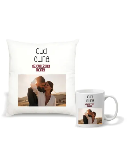 Kubek – Zestaw Poduszka Kubek Nadruk Prezent Walentynki