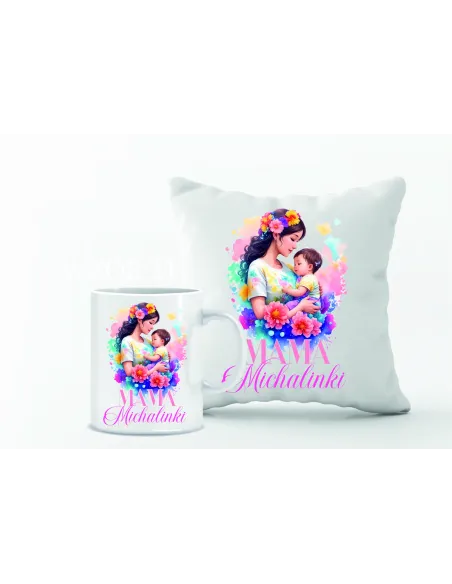 Kubek z Nadrukiem Zestaw Poduszka Prezent Przyszłej Mamy