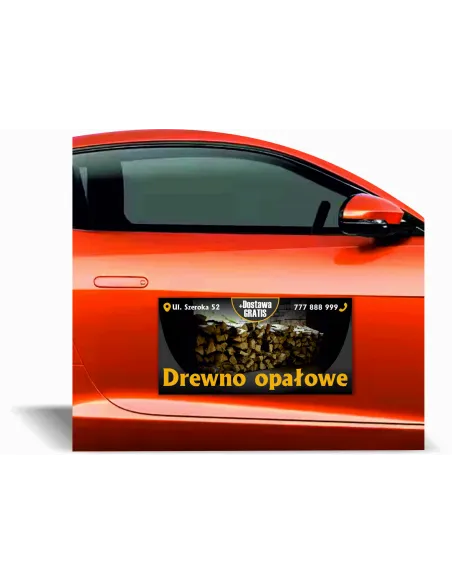 Magnes na Samochód Reklama Magnetyczna 60x30 cm Drewno