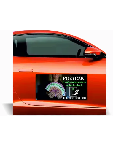 Reklama Magnetyczna – Na Samochód Magnes 60x30 Pożyczki