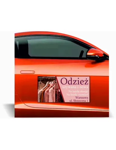 Reklama Magnetyczna Magnes Samochód 60x30 cm Odzież Nowa