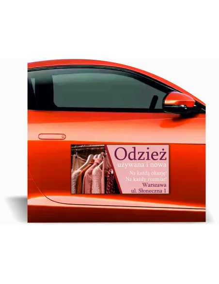 Reklama Magnetyczna Magnes Samochód 60x30 cm Odzież Nowa