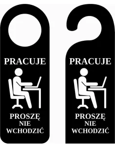Zawieszka na Drzwi Klamkę Hotelowa Czarna Nadrukiem Twój