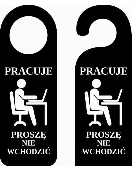 Zawieszka na Drzwi Klamkę Hotelowa Czarna Nadrukiem Twój