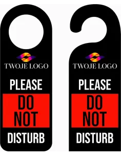 Zawieszka na Drzwi Klamkę Hotelowa Czarna Nadrukiem Please