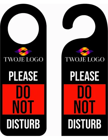 Zawieszka na Drzwi Klamkę Hotelowa Czarna Nadrukiem Please