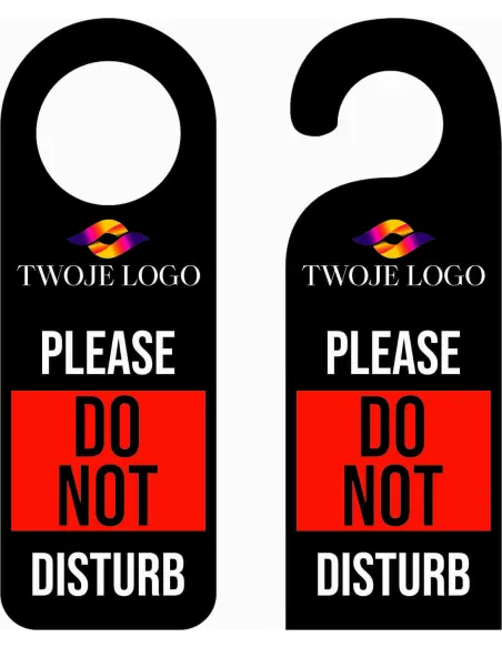 Zawieszka na Drzwi Klamkę Hotelowa Czarna Nadrukiem Please