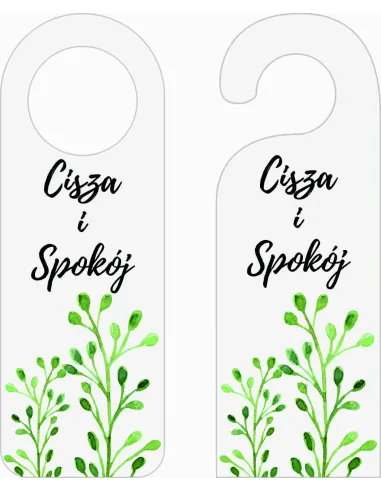 Zawieszka na Drzwi Klamkę Hotelowa Biała Nadrukiem Cisza