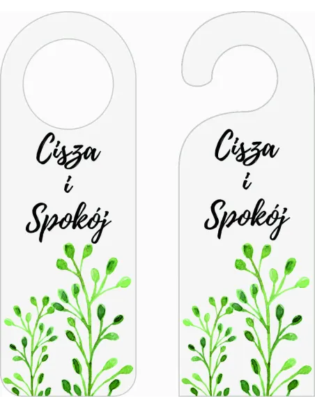 Zawieszka na Drzwi Klamkę Hotelowa Biała Nadrukiem Cisza