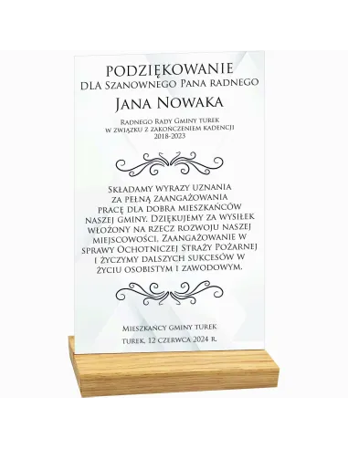 Statuetka z Twoim Nadrukiem Plexi Podziękowania Gratulacje