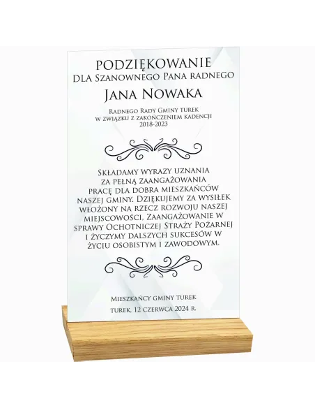 Statuetka z Twoim Nadrukiem Plexi Podziękowania Gratulacje