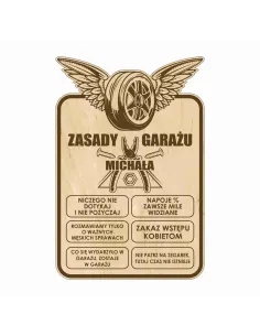 Tablica Zasady Garażu Drewniana Zabawny Prezent Urodziny