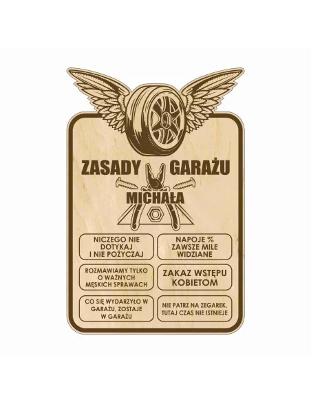 Tablica Zasady Garażu Drewniana Zabawny Prezent Urodziny