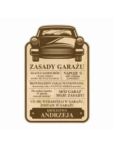 Tablica Zasady Garażu Drewniana – Prezent na Dzień Ojca
