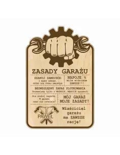 Tablica Zasady Garażu Drewniana Zabawny Prezent Chłopaka