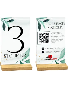 Numer Stolika Restauracja z Plexi Kod Qr logo z Nadrukiem