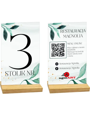 Numer Stolika Restauracja z Plexi Kod Qr logo z Nadrukiem
