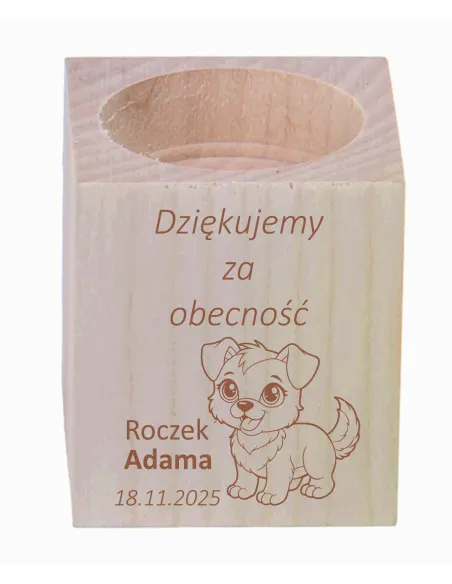 Grawer Świecznik Drewniany Podziękowania Personalizowany