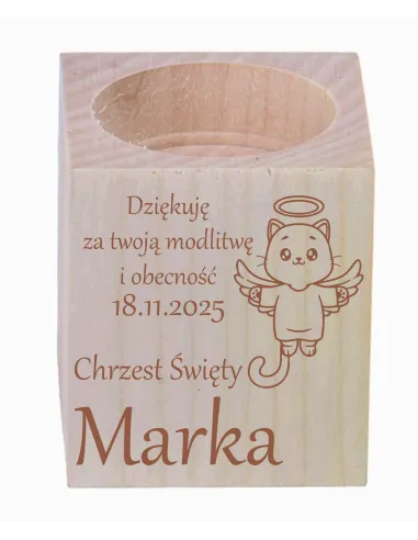 Grawer Świecznik Drewniany Podziękowania Personalizowany