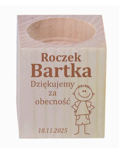 Grawer Świecznik Drewniany Podziękowania Personalizowany