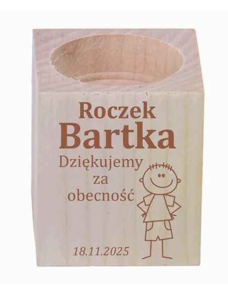 Grawer Świecznik Drewniany Podziękowania Personalizowany
