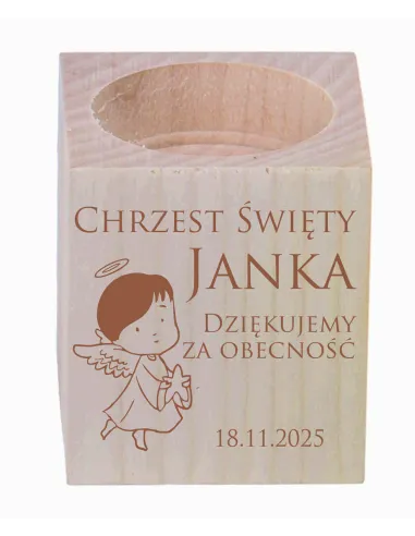 Grawer Świecznik Drewniany Podziękowania Personalizowany