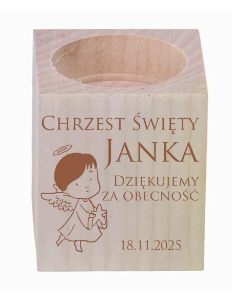 Grawer Świecznik Drewniany Podziękowania Personalizowany