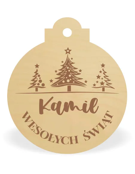 Drewniana Bombka Personalizacja Twoje Imię Święta Ozdoba