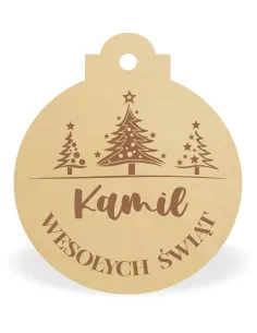 Drewniana Bombka z Napisemtwoim Imieniem Choinkę Mikołajki