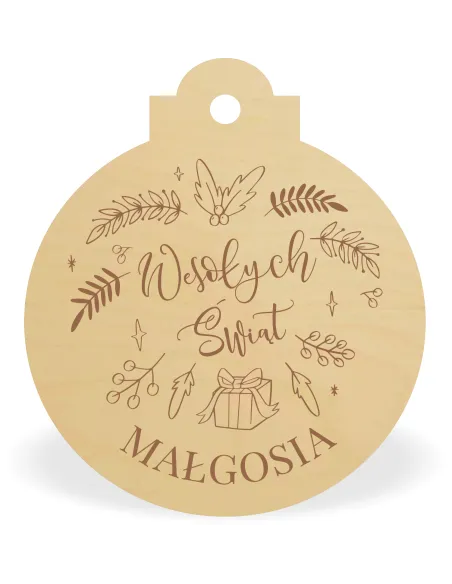 Drewniana Bombka z Napisem Personalizowany z Grawerem