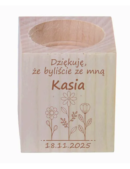 Grawer Świecznik Drewniany Podziękowania Personalizowany