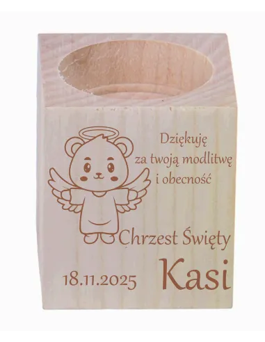 Grawer Świecznik Drewniany Podziękowania Personalizowany