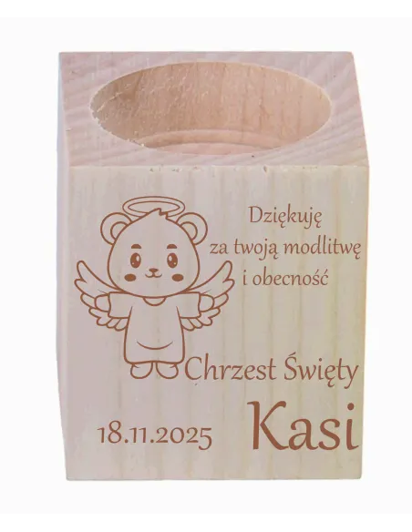 Grawer Świecznik Drewniany Podziękowania Personalizowany