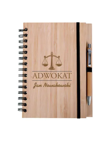 Zestaw Notes Notatnik Drewniany Grawer Prezent Adwokata