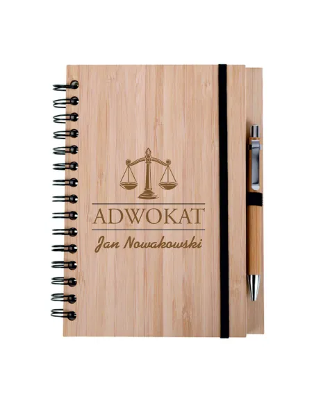 Zestaw Notes Notatnik Drewniany Grawer Prezent Adwokata