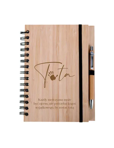 Zestaw Notes Notatnik Drewniany A5 Grawer Prezent Taty