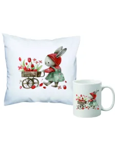 Zestaw Poduszka i Kubek Personalizacja Prezent Wielkanocna