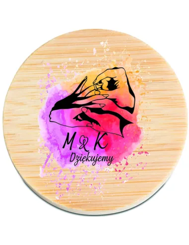 Otwieracz Drewniany z Magnesem Inicjałami Podziękowanie