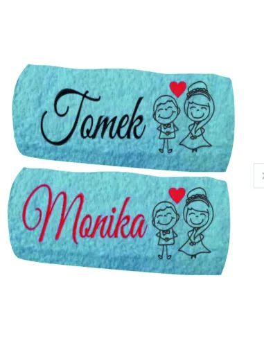 Prezent na Ślub Rocznicę Ręczniki Haftem Napis z Haftem