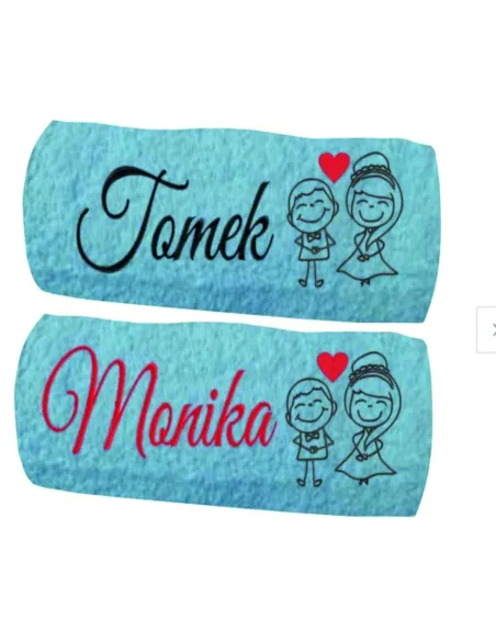 Prezent na Ślub Rocznicę Ręczniki Haftem Napis z Haftem