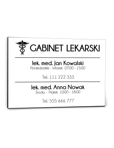 Nadruk Tabliczka Biała 30x20 Gabinet Lekarski Nazwisko