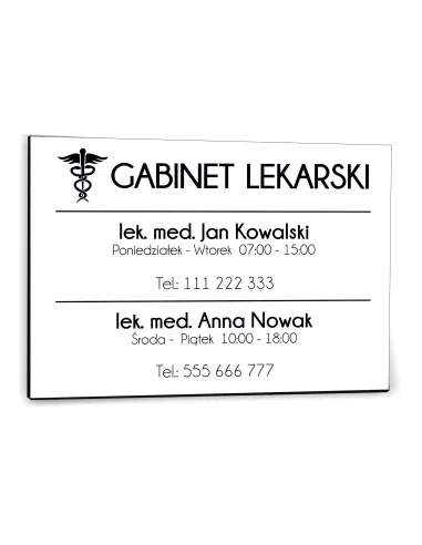 Nadruk Tabliczka Biała 30x20 Gabinet Lekarski Nazwisko